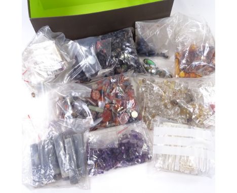 Ex-jeweller stock - large quantity of mainly gemstones and loose hard stones, including ruby, lapis, moonstone, amethyst, amb