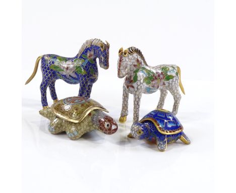4 Chinese cloisonne enamel animals 