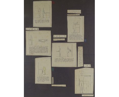 J Redwood, collage, architectural study, 1953, framed, overall dimensions 36" x 26" 