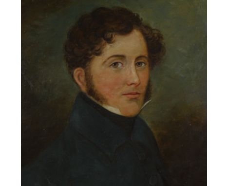 Early 19th century oil on canvas, half length portrait of Wintrop Baldwin Sealy, unsigned, inscribed verso, 28" x 24", framed