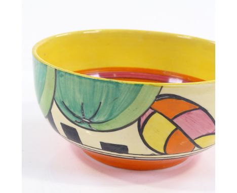 A Clarice Cliff Bizarre Fantasque bowl, hand painted geometric decoration, diameter 15cm 