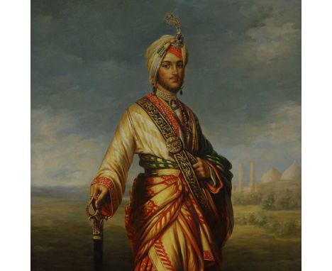 Modern oil on canvas, Arabian portrait, unsigned, 36" x 24", unframed This is a very modern painting copy of the original por
