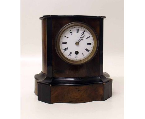 Victorian walnut and ebonised wall clock with black and white enamel dial. Condition report: see terms and conditions