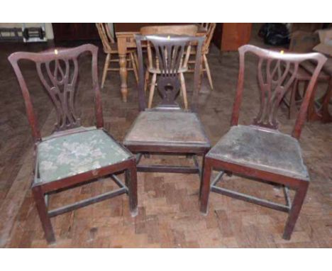 Pair 19th Century Chippendale style Chairs and 1 other Condition report: see terms and conditions