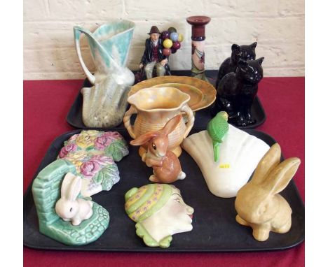 Collection of Art Deco and later pottery by Sylvac, Royal Doulton, Moorcroft etc. Condition report: see terms and conditions