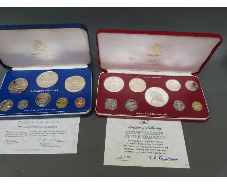 First National Coinage of Barbados proof coin set together with a Commonwealth of Bahamas proof set