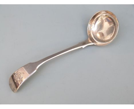 A Victorian hallmarked silver fiddle pattern sauce ladle, London 1845, maker Elizabeth Eaton, 16cm long, 49g