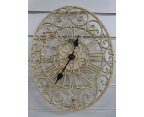 Chatsworth Newgate wrought iron oval garden / patio clock with Roman numerals