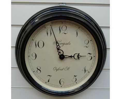 Newgate Oxford St quartz dial wall clock with stylised Arabic numerals to the lightly distressed look dial, black finish to c