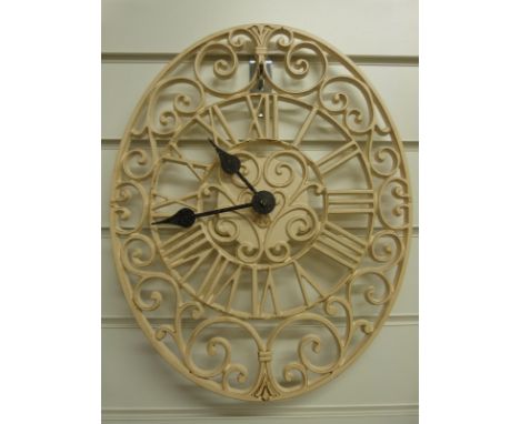 Chatsworth Newgate wrought iron oval garden / patio clock with Roman numerals