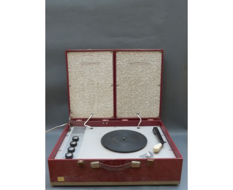 Philips Stereo portable record player, 1960s, with 9" turntable and stereo speakers forming the lid