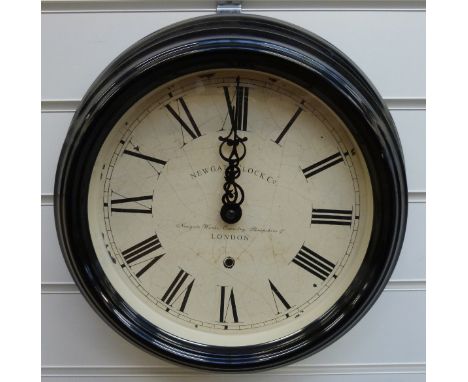Newgate dial wall clock with Arabic numerals in black finish case, 30cm diameter 