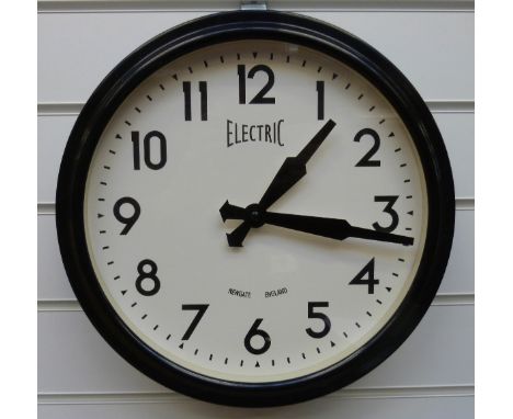 Newgate dial wall clock with Arabic numerals in black case
