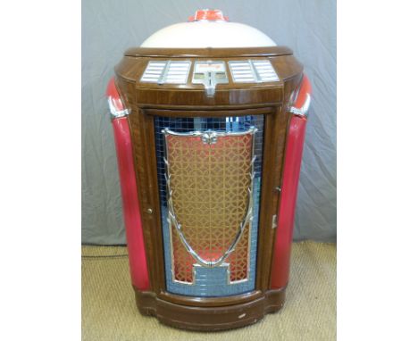 Seeburg Symphonola model 147MA 'Trashcan' jukebox, playing 20 78rpm records, in wood finish with chrome trim and dome light u