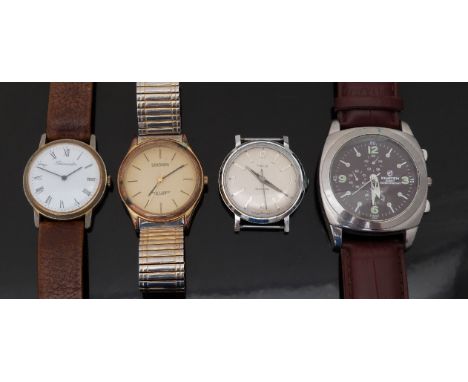 Four gentleman's wristwatches comprising Timex, Sekonda, Ewatch chronograph and Timemaster. 
