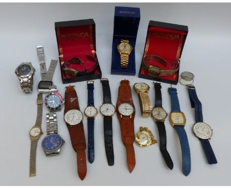 Seventeen various wristwatches including Sekonda, Lorus, Timex etc, some in original boxes. 