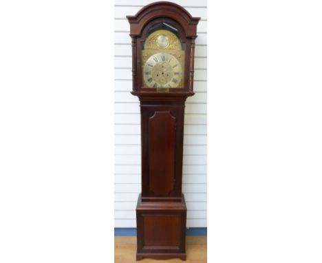 John Cameron and Son, Kilmarnock, c1900 mahogany longcase clock, the 33cm brass break arch dial with silvered Roman chapter r