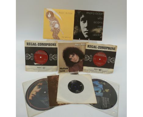 Ten Marc Bolan and associated singles including By The Light (RZ3025), King (RZ3022) and Desdemona (604003)