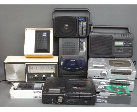 A box of radios/cassette recorders including two Roberts C9950 longplay with multi event timer, Zenith Royal 16, Philips 90AL