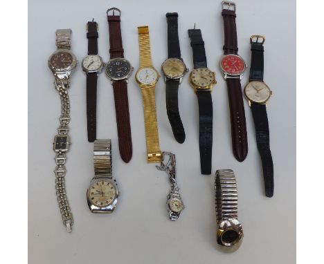 Twelve mechanical and quartz wristwatches including Timex, Sekonda, Rotary, Perona, HMT etc. 