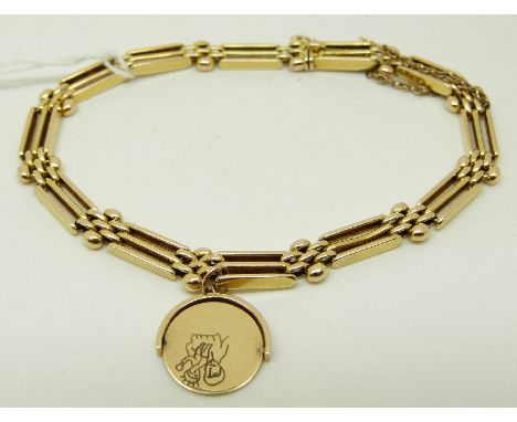 A French 18ct gold gate bracelet by Bolzani, 12.6g 