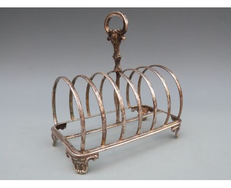 Victorian hallmarked silver six division toast rack, Sheffield 1843 maker Henry Wilkinson and Co, 16.5cm tall, 268g