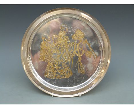 Garrard Garter Ceremony hallmarked silver limited edition plate designed by John Spencer - Churchill and Alex Styles, London 