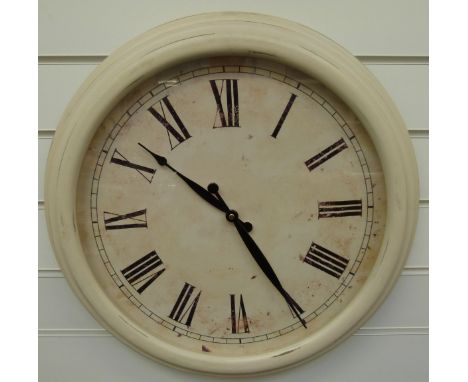 Quartz dial clock in distressed finish, with 40cm Roman dial