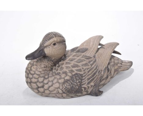 A Poole pottery stoneware figure of a mallard, late 20th CenturyModeled by Barbara Linley Adams, number 409 of a limited edit