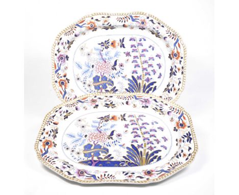 An impressive pair of 19th Century earthenware Spode octagonal meat platesThe Japan pattern decorated plates with gilt embell