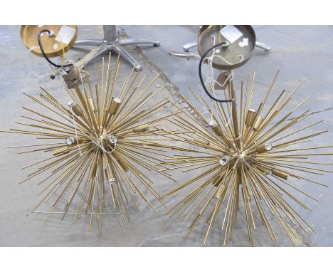 A pair of contemporary 'Sputnik' style light fittingsThe central balls with spiked designs and various light fittings.