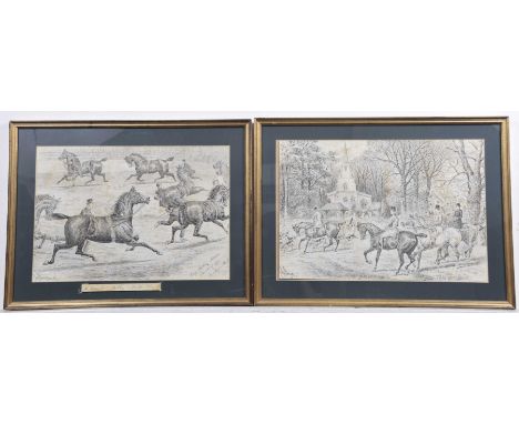 John Sturgess (Active 1869 - 1903) Two pen and ink on paper, titles 'The thoroughbred Hackney and hunt show, prize Hackney st