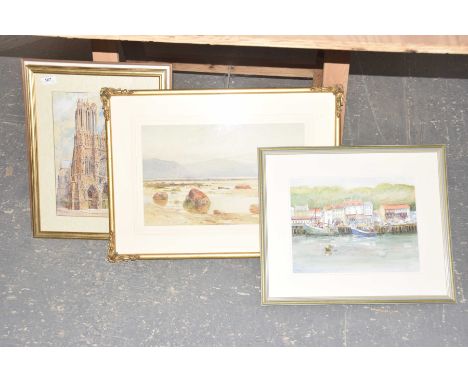 A collection of watercolours To include Tom Garmory 'Rethymnon harbour' watercolour, John A Berrill A. R. C . A 'Deganwy Shor