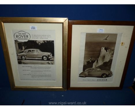 Two automobile Advertisements for Rover and Jaguar.