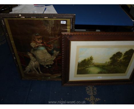 A framed print titled 'September Eve' by Elwin Edwards along with a Charles Burton Barber print, 'Symphony'.