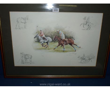 A limited edition no. 163/500 framed Print of polo ponies by C.J. Roche.