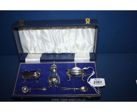 A boxed Mappin &amp; Webb Silver Cruet, Birmingham 1973 bi-centenary complete with spoons.