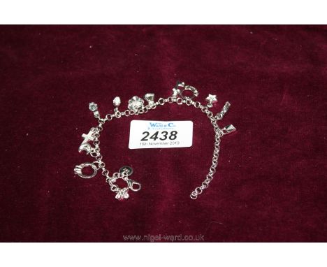 A 925 silver charm bracelet.   