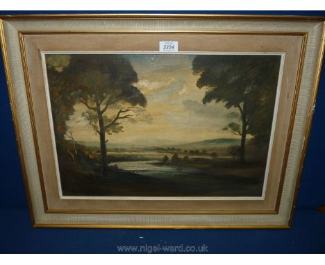 A landscape Oil on board ''Evening Light'' by P.H. Padwick, 1876-1958, R.O.I., RBA., 65 x 50 cm.
