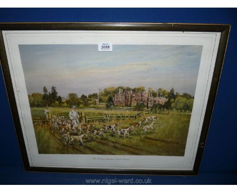 A framed Print entitled 'The Berkeley Hounds at summer exercise'.