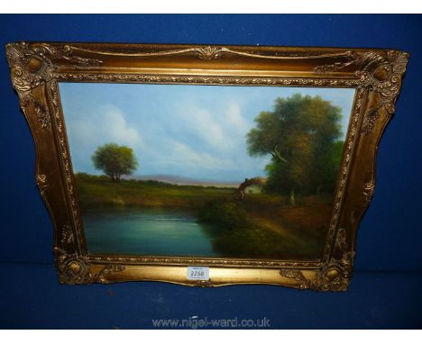An Oil on board of country landscape by R. Witchard.
