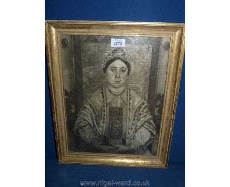 A decorative and quality lithograph Print of Jewish bridge in Rowley Gallery frame, 44cm x 35 cm.