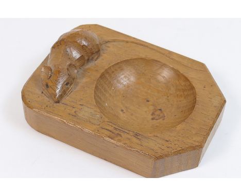 Robert 'Mouseman' Thompson oak ashtray, 10cm