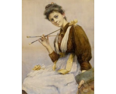 Stevenson (?), English School (late 19th Century), Portrait of the artist, watercolour, indistinctly signed, 53cm x 40cm