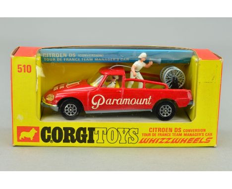 A BOXED CORGI TOYS CITROEN DS CONVERSION TOUR DE FRANCE PARAMOUNT TEAM MANAGERS CAR, No.510, appears complete, very lightly p