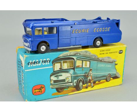 A BOXED CORGI MAJOR TOYS ECURIE ECOSSE RACING CAR TRANSPORTER, No.1126, version with metallic dark blue body and the logo in 