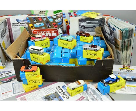 A COLLECTION OF BOXED HATCHETE CORGI, SOLIDO &amp; NOREV 'A CENTURY OF CARS' MAGAZINES AND DIECAST MODELS, magazines in binde