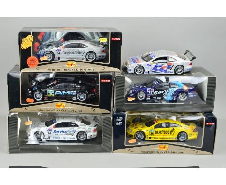 FIVE BOXED MAISTO MERCEDES-BENZ CLK DTM GT RACING CARS, all 1/18 scale, lightly playworn condition, looks to have hardly ever