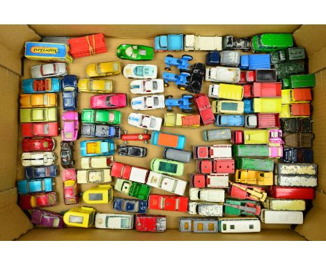 A QUANTITY OF UNBOXED AND ASSORTED PLAYWORN DIECAST VEHICLES, to include Matchbox, Husky, Corgi Juniors, Mattel Hot Wheels, L