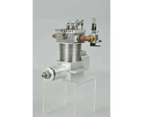A HANDBUILT SINGLE CYLINDER 4 STROKE MODEL AEROPLANE ENGINE, built by Gordon Williams of Aldridge, 12cc glow engine, said to 